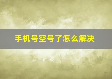 手机号空号了怎么解决