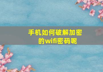 手机如何破解加密的wifi密码呢