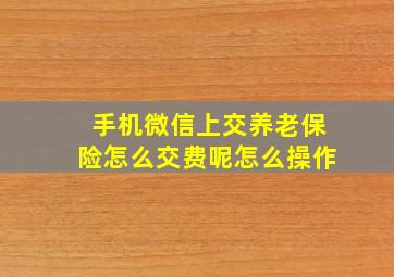 手机微信上交养老保险怎么交费呢怎么操作