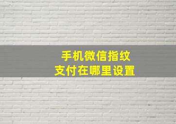 手机微信指纹支付在哪里设置