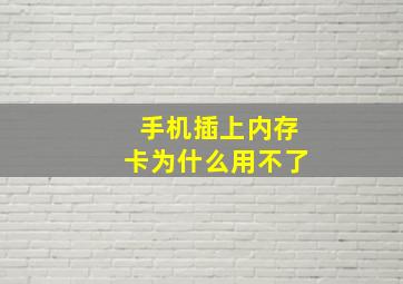 手机插上内存卡为什么用不了