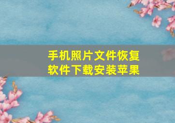 手机照片文件恢复软件下载安装苹果