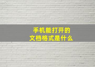 手机能打开的文档格式是什么