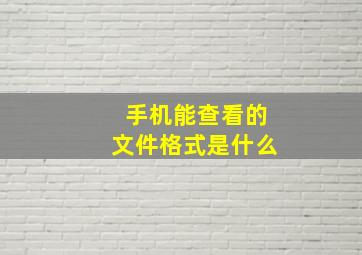 手机能查看的文件格式是什么