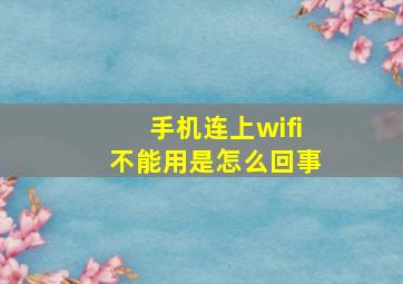 手机连上wifi不能用是怎么回事