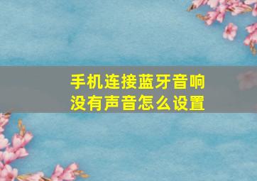 手机连接蓝牙音响没有声音怎么设置