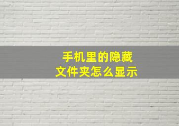 手机里的隐藏文件夹怎么显示