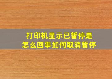 打印机显示已暂停是怎么回事如何取消暂停