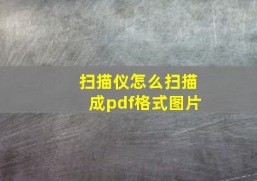 扫描仪怎么扫描成pdf格式图片