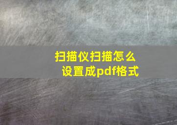 扫描仪扫描怎么设置成pdf格式