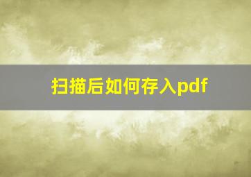 扫描后如何存入pdf