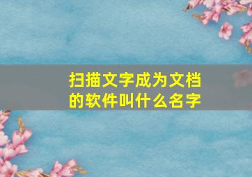 扫描文字成为文档的软件叫什么名字