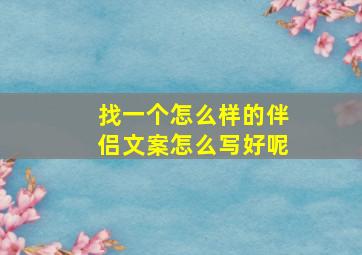 找一个怎么样的伴侣文案怎么写好呢