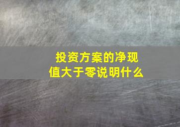 投资方案的净现值大于零说明什么