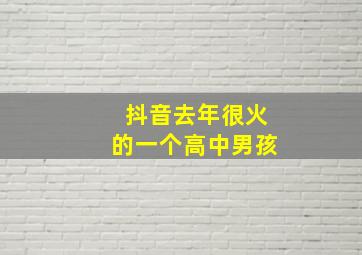 抖音去年很火的一个高中男孩