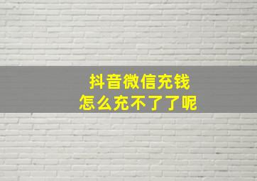 抖音微信充钱怎么充不了了呢