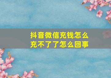 抖音微信充钱怎么充不了了怎么回事