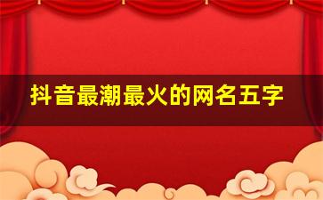 抖音最潮最火的网名五字