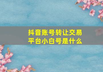 抖音账号转让交易平台小白号是什么