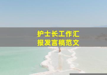 护士长工作汇报发言稿范文