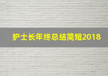 护士长年终总结简短2018