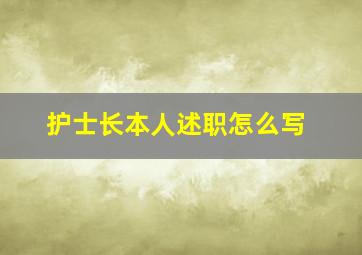 护士长本人述职怎么写