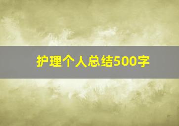 护理个人总结500字