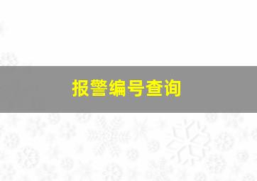 报警编号查询