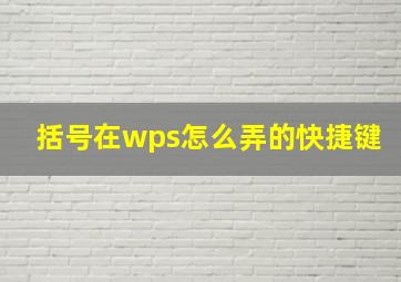 括号在wps怎么弄的快捷键