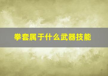 拳套属于什么武器技能