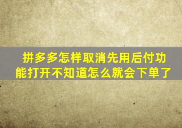 拼多多怎样取消先用后付功能打开不知道怎么就会下单了