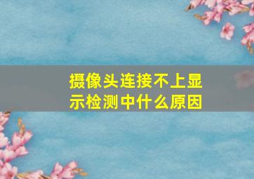 摄像头连接不上显示检测中什么原因