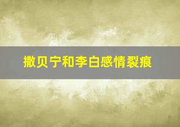 撒贝宁和李白感情裂痕