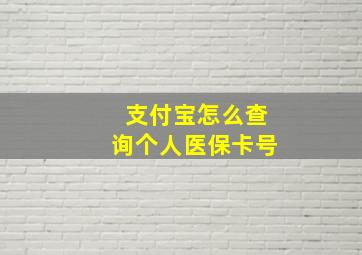 支付宝怎么查询个人医保卡号