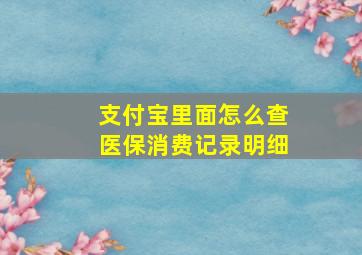 支付宝里面怎么查医保消费记录明细