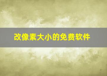 改像素大小的免费软件