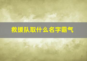 救援队取什么名字霸气