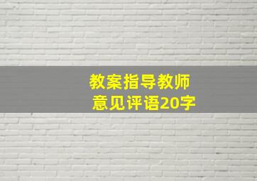 教案指导教师意见评语20字