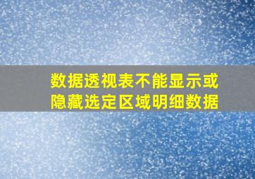 数据透视表不能显示或隐藏选定区域明细数据