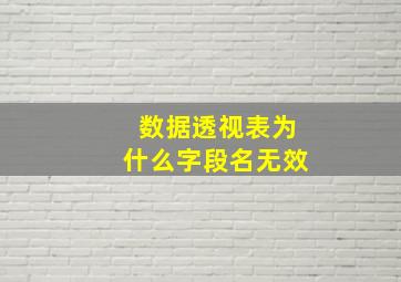 数据透视表为什么字段名无效