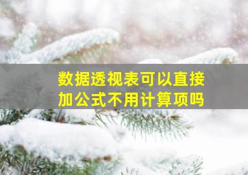 数据透视表可以直接加公式不用计算项吗