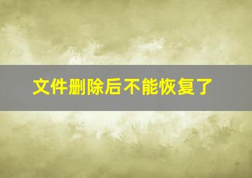 文件删除后不能恢复了