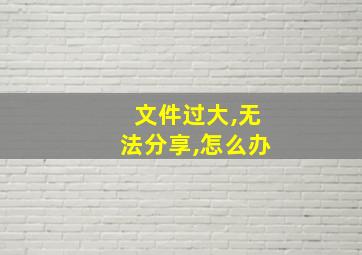 文件过大,无法分享,怎么办