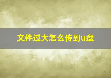 文件过大怎么传到u盘