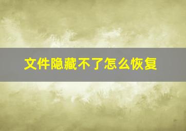 文件隐藏不了怎么恢复