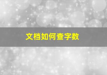 文档如何查字数