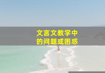 文言文教学中的问题或困惑