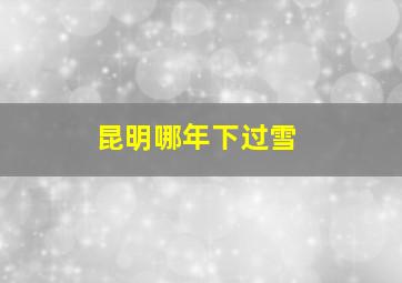 昆明哪年下过雪