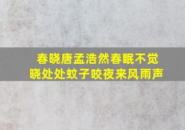 春晓唐孟浩然春眠不觉晓处处蚊子咬夜来风雨声