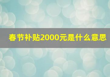 春节补贴2000元是什么意思